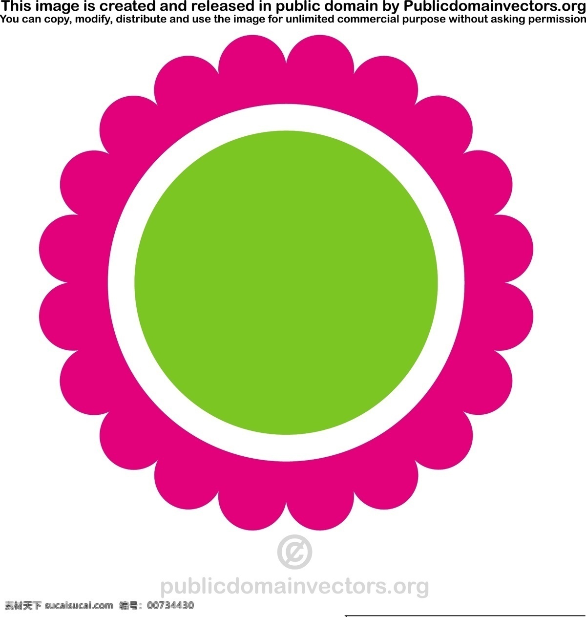 花卉 矢量 剪贴 画 标识 标志 粉红色 花 简单 绿色 形状 颜色 圆形 圆 矢量图 自然景观