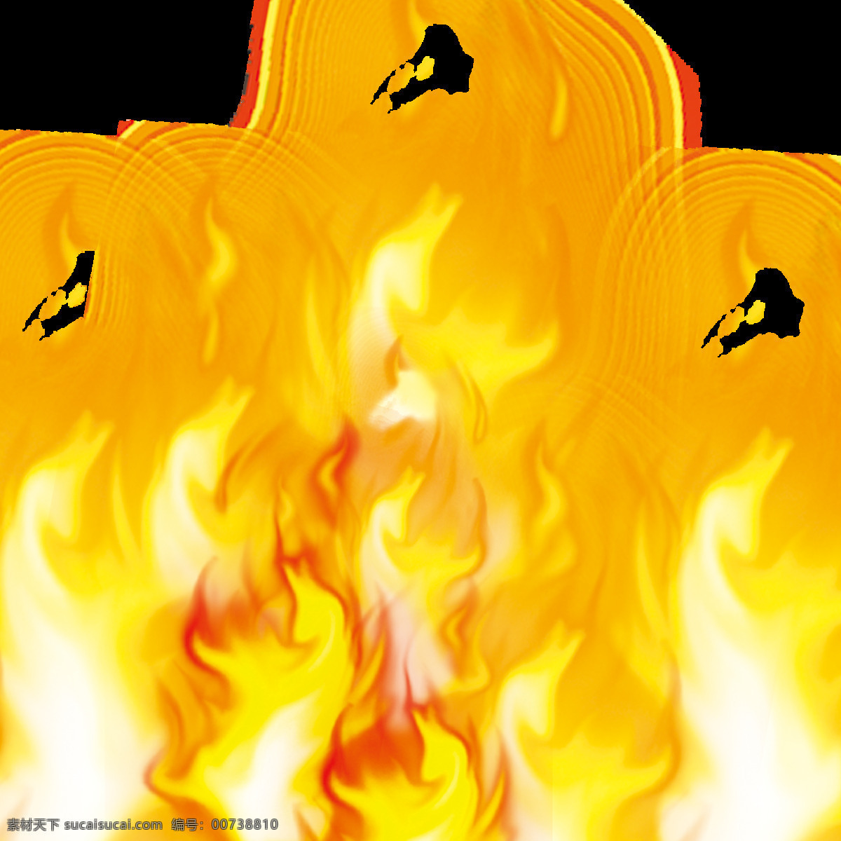 手绘 熊熊 火焰 透明 装饰 大火 红色 黄色 烈火 免扣素材 透明素材 装饰图片