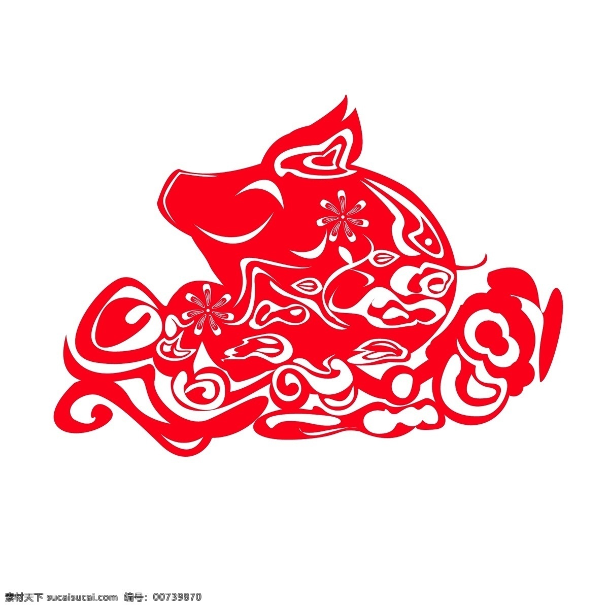 中国 风 喜庆 创意 猪 窗花 剪纸 商用 元素 装饰 婚礼 安康 吉祥 猪年 中国风 红 动物 传承 装饰图案 春节 气氛