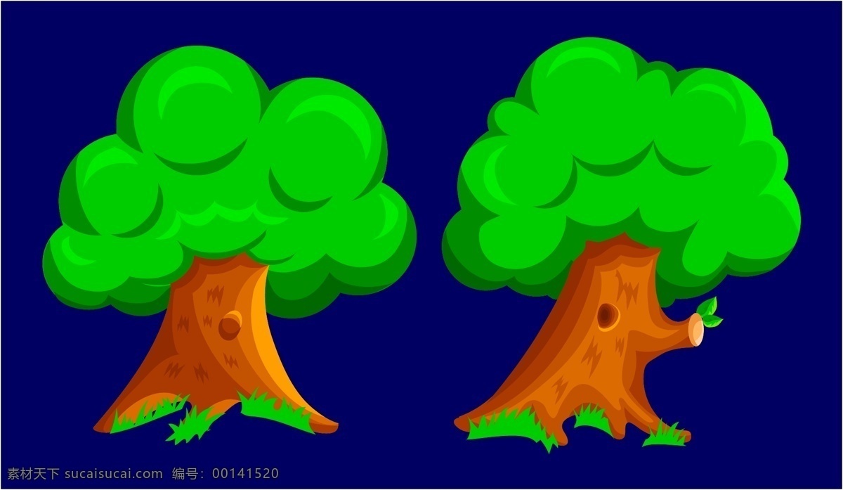 漫画 两 棵 树 卡通 漫画两棵树 矢量图 其他矢量图