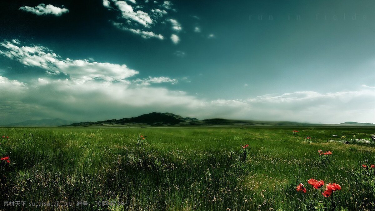 风景 草原 大气 青色 天空 背景图片