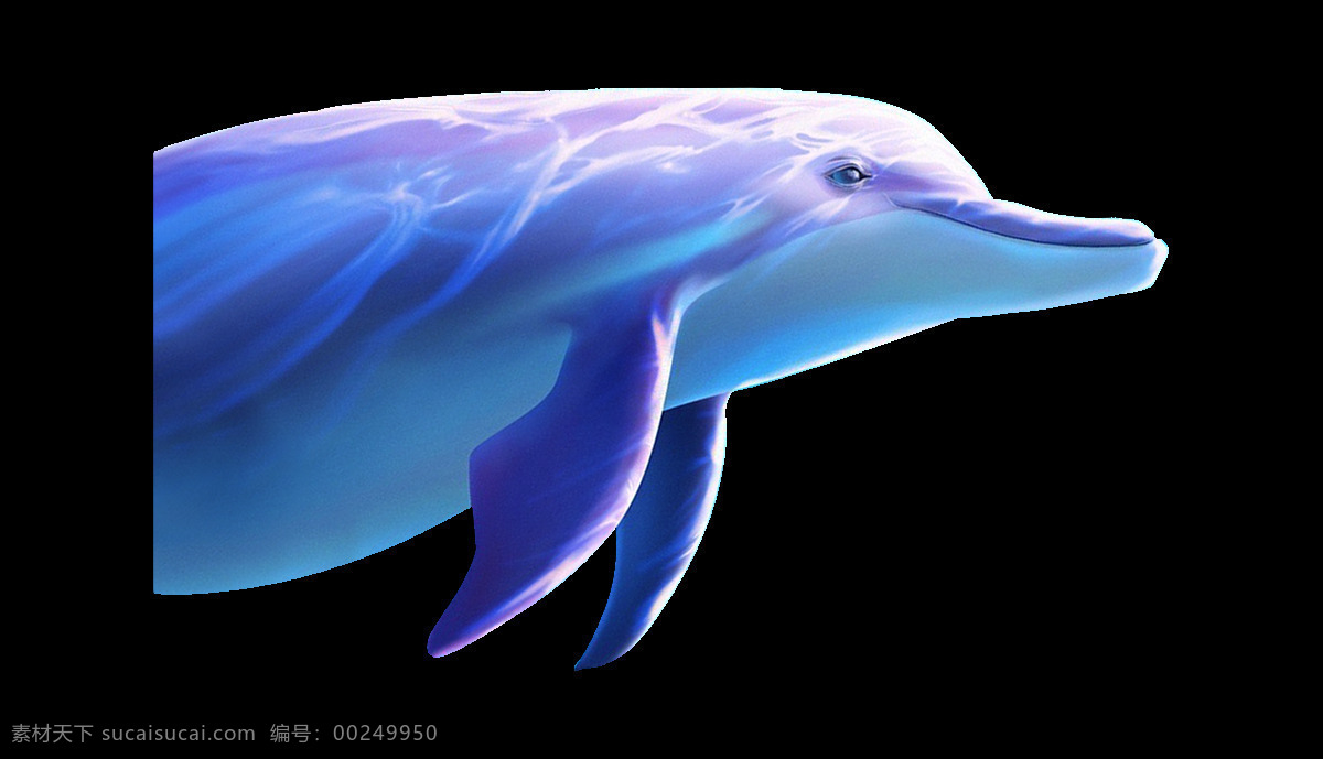 手绘 大海 海豚 元素 小清新 光线 水波 免抠