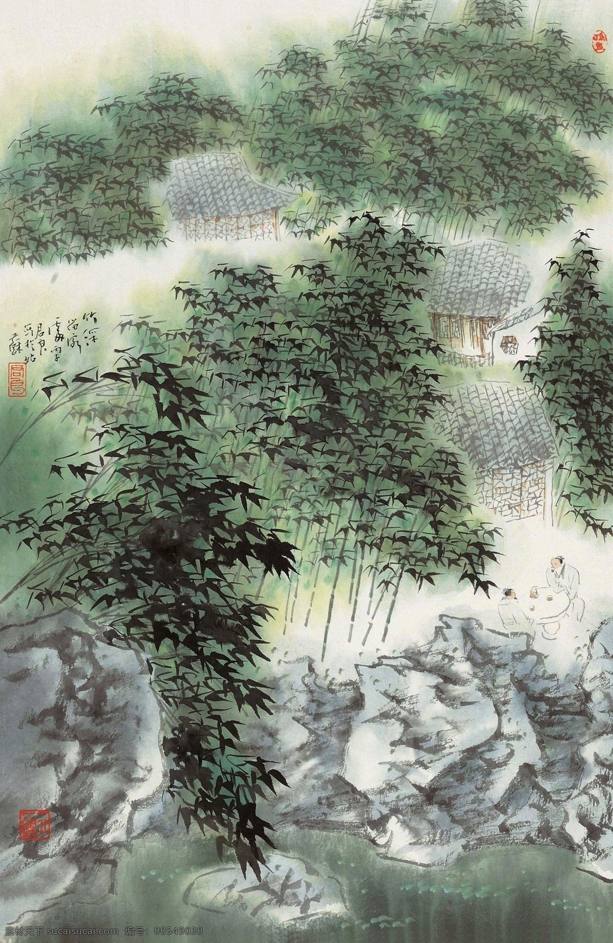 国画 绘画书法 水墨画 文化艺术 写意 饮酒 中国画 竹 深 留客 处 设计素材 模板下载 竹深留客处 孙君良 竹林 隐居 隐士 隐逸 国画孙君良