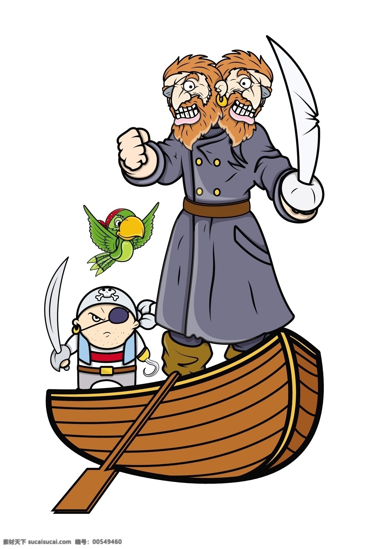 海盗 船长 船上 团队 卡通 插画 矢量 矢量图 其他矢量图