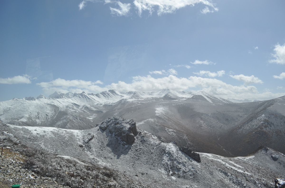 高原雪山 九寨沟 黄龙 雪山梁 雪景 白雪 蓝天 阳光白云 风景名胜 自然景观