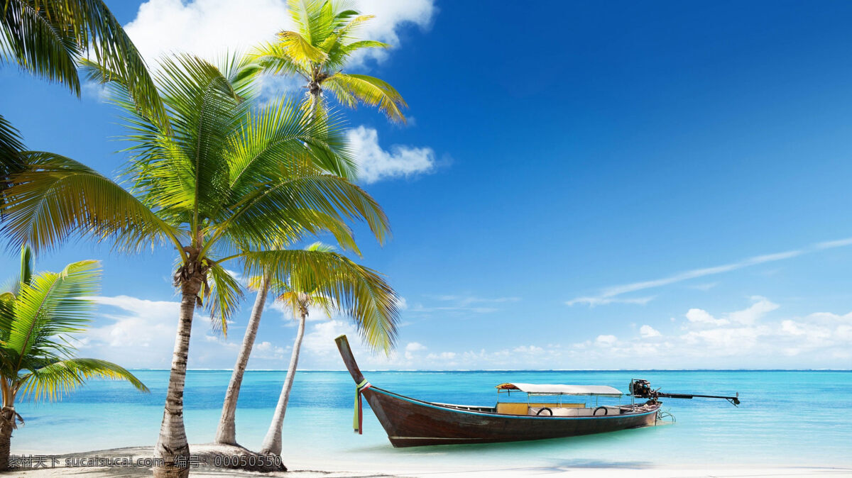 夏季 清凉 海边 船 海边素材 高清椰树 风景 生活 旅游餐饮