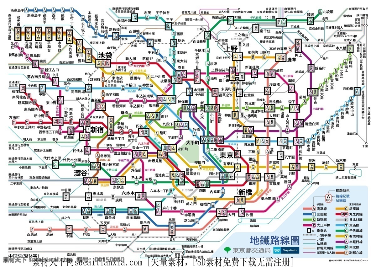 东京 地铁 线路图 矢量图 东京地铁 日本交通 交通地图 其他矢量图