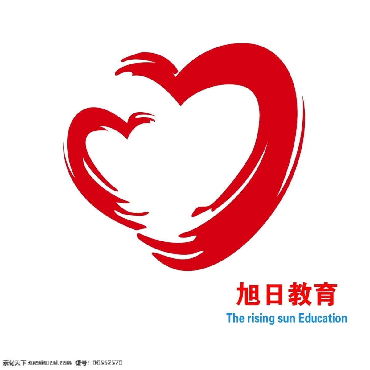 旭升教育标 教育标志 心型标志 红色标志 旭升教育 logo设计