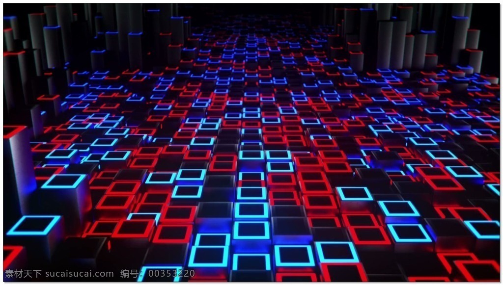 蓝色 立体 方块 视频 高清视频素材 视频素材 动态视频素材 红色