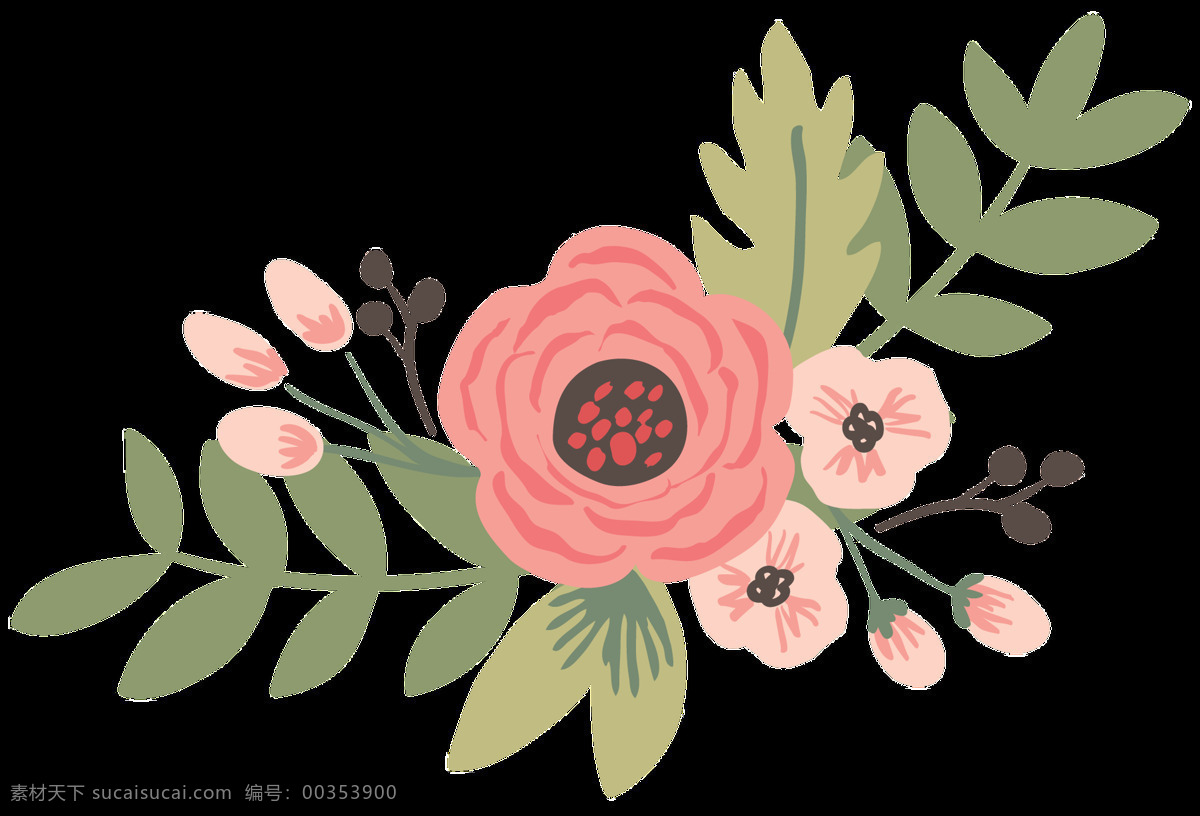 红心 花蕊 透明 装饰 粉色 花朵 免扣素材 透明素材 装饰图案