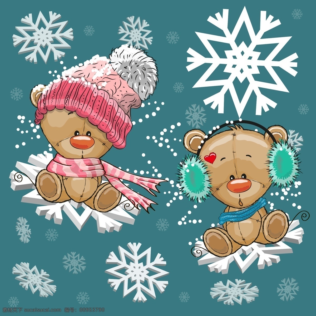 卡通 冬季 熊 矢量 寒冷 围巾 帽子 高清图片