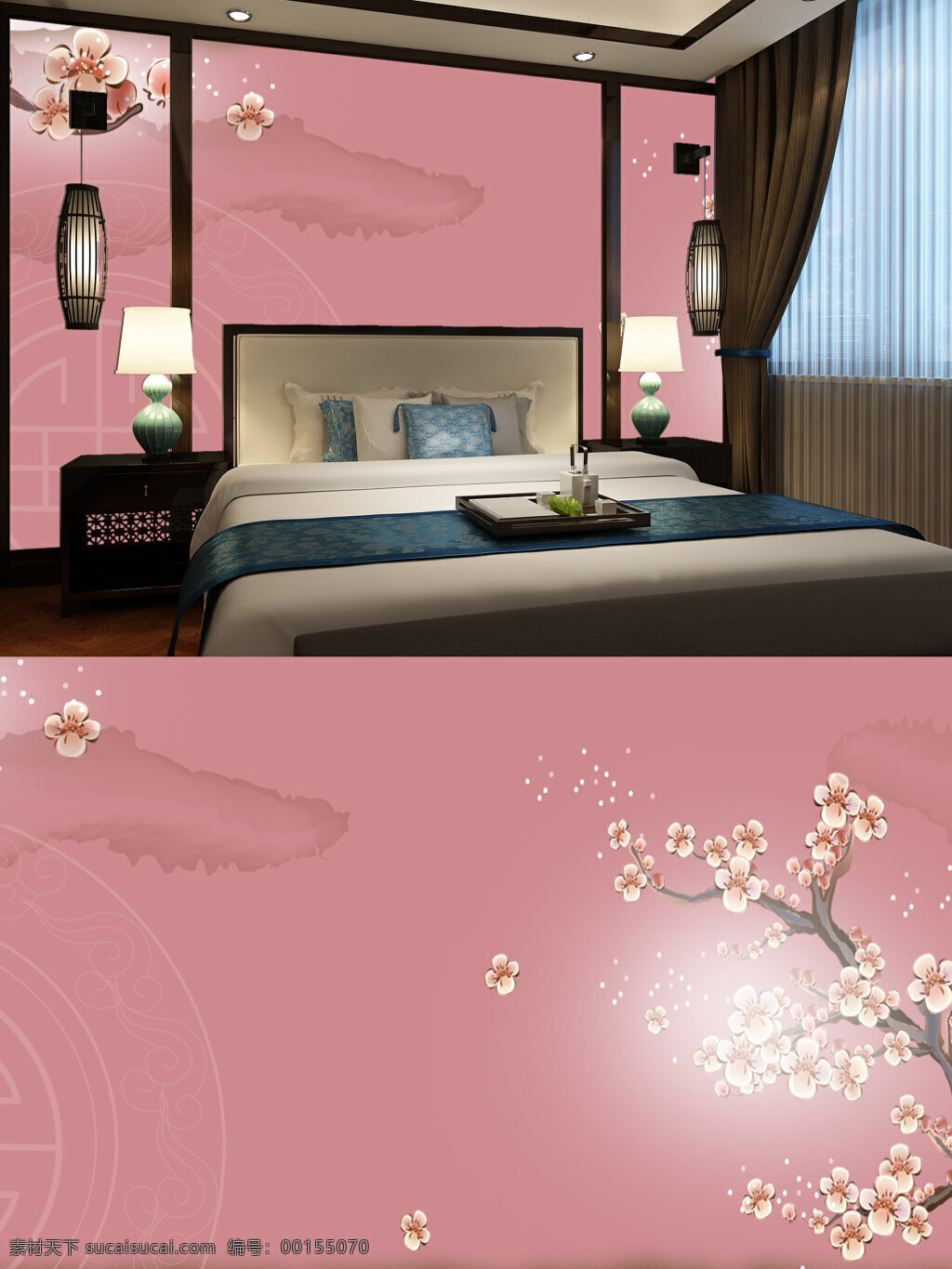 中式 粉色 樱花 客厅 电视 背景 墙 装饰画 粉色樱花 客厅装饰画
