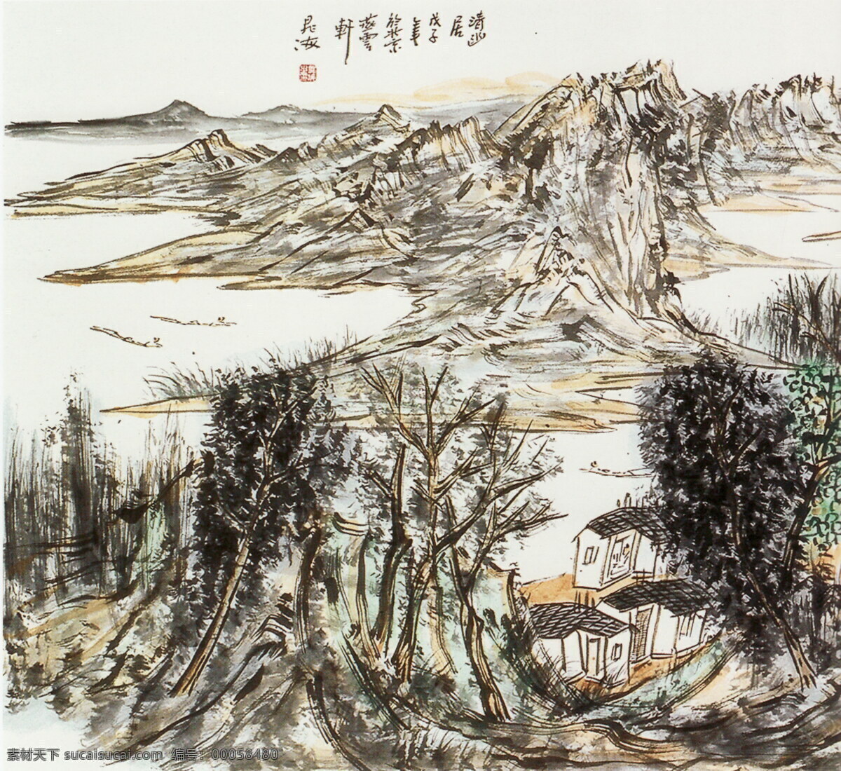 风景画 国画 绘画书法 山 山水画 书法 树 清幽 居 设计素材 模板下载 清幽居 中国画 写意画 大师作品 写意 水 水墨画 文化艺术 家居装饰素材 山水风景画