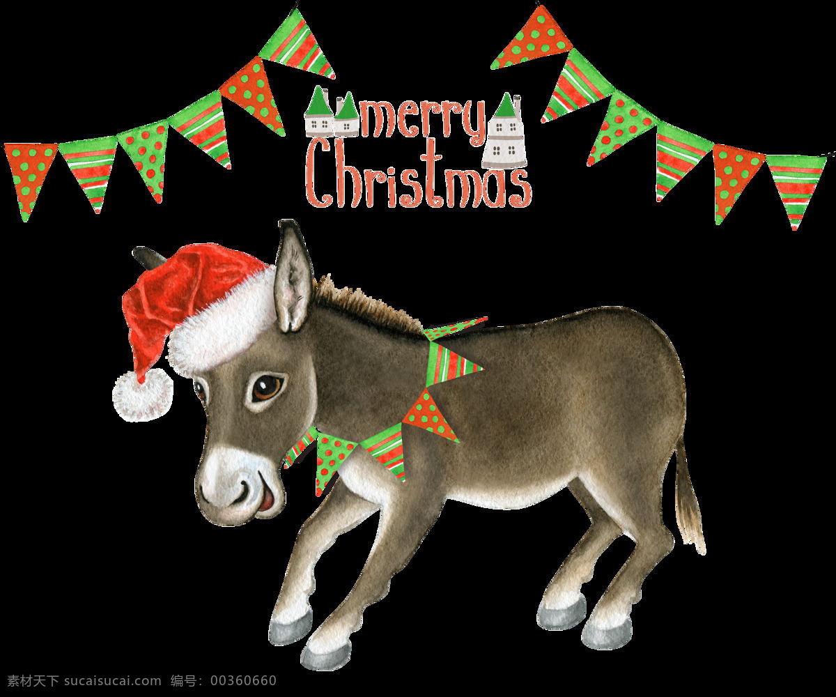 圣诞 元素 动物 卡通 透明 圣诞节 驴 抠图专用 装饰 设计素材
