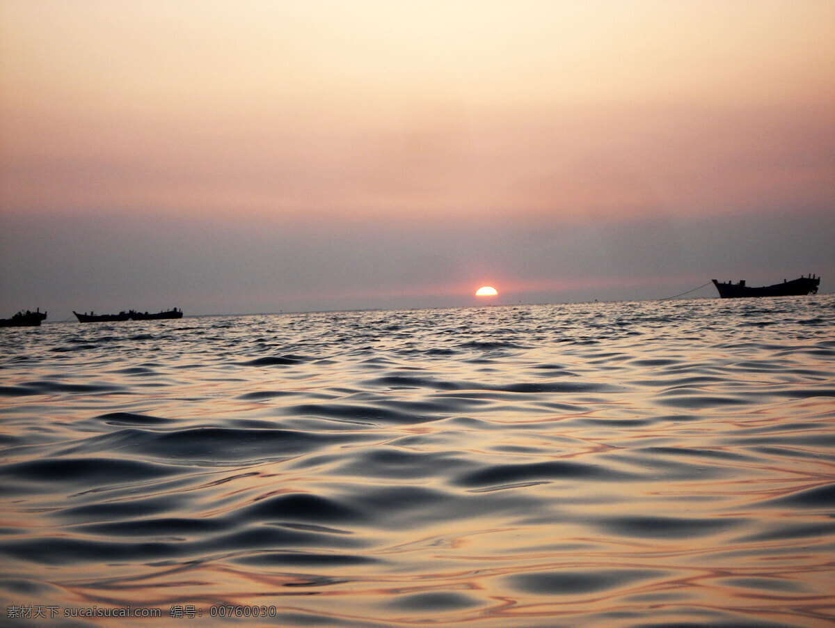 海洋 日落 船 彩霞 风景 摄影模板 相框模板