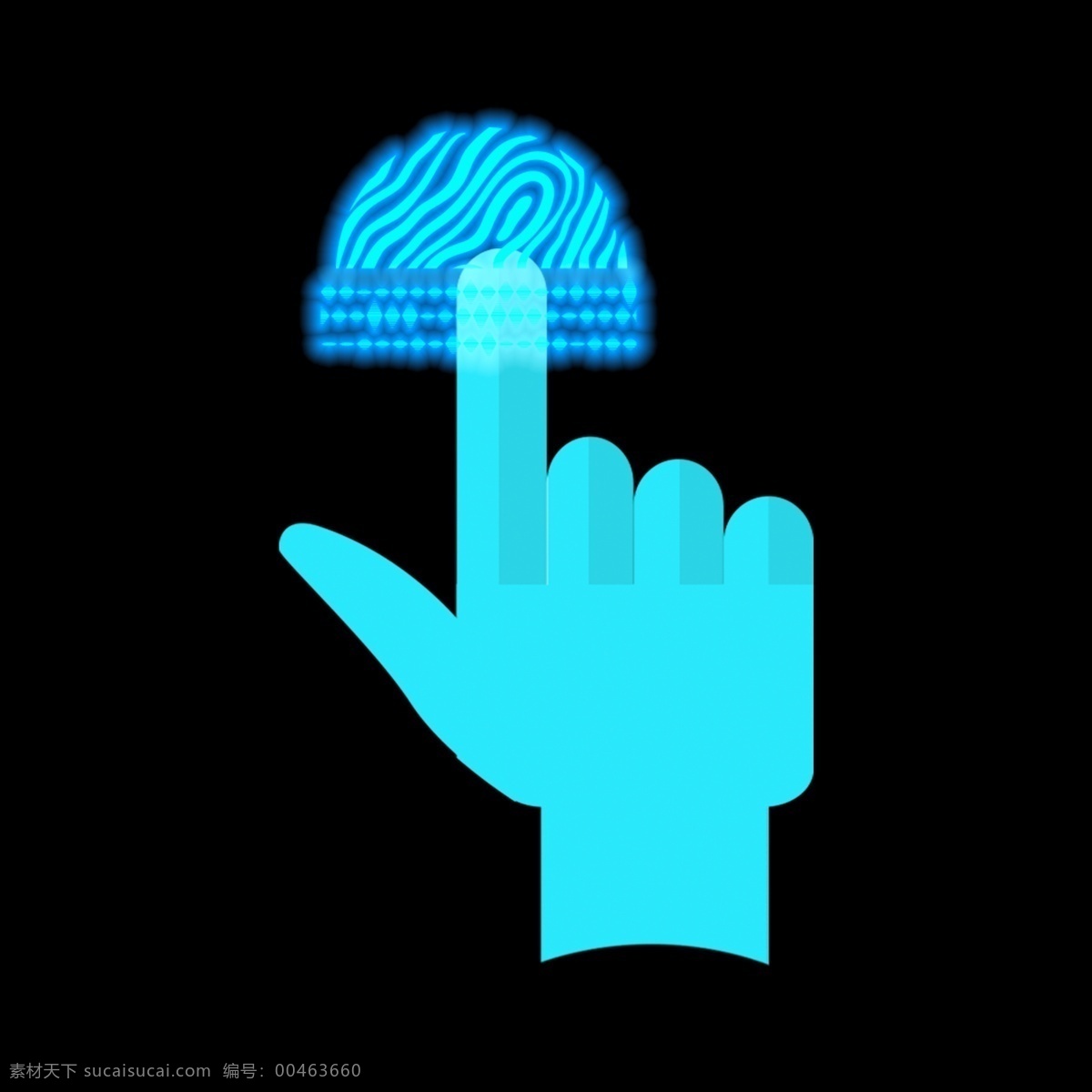 科技 指纹 点击 触 碰 效果 蓝色 发光 线条 touch 点击效果