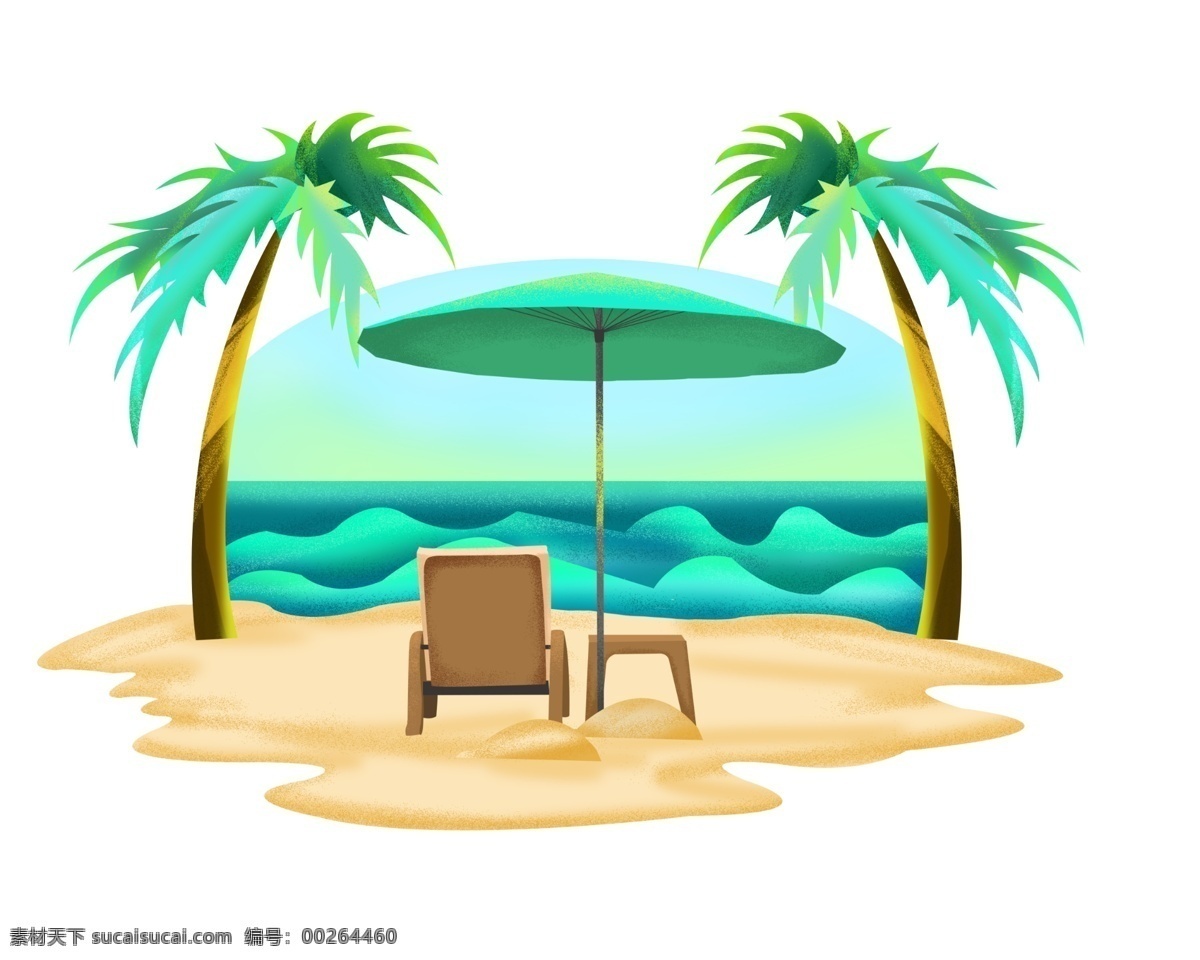 海边 躺椅 椰子树 沙滩