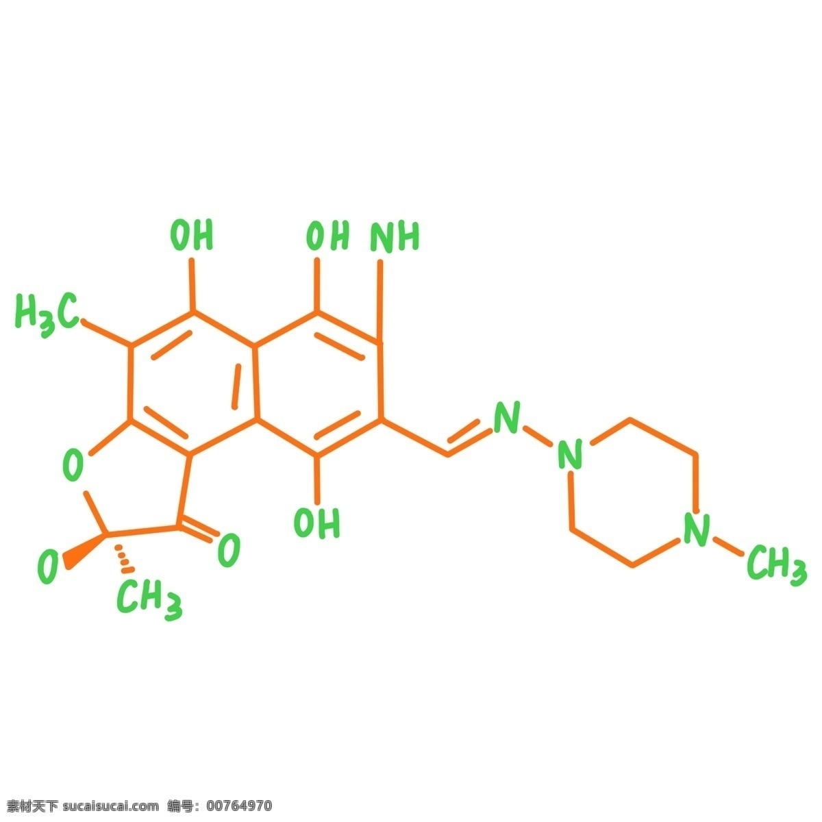化学 分子 方程式 插图 有规则排序 化学方程式 复杂的结构 橙色分子 绿色方程式 看图插图 创意设计