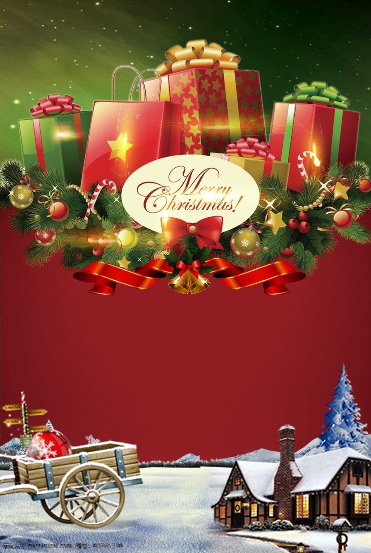 时尚 欧式 圣诞 节日 海报 背景 礼盒 鹿车 圣诞节 圣诞老人 圣诞树 星星 雪 雪花