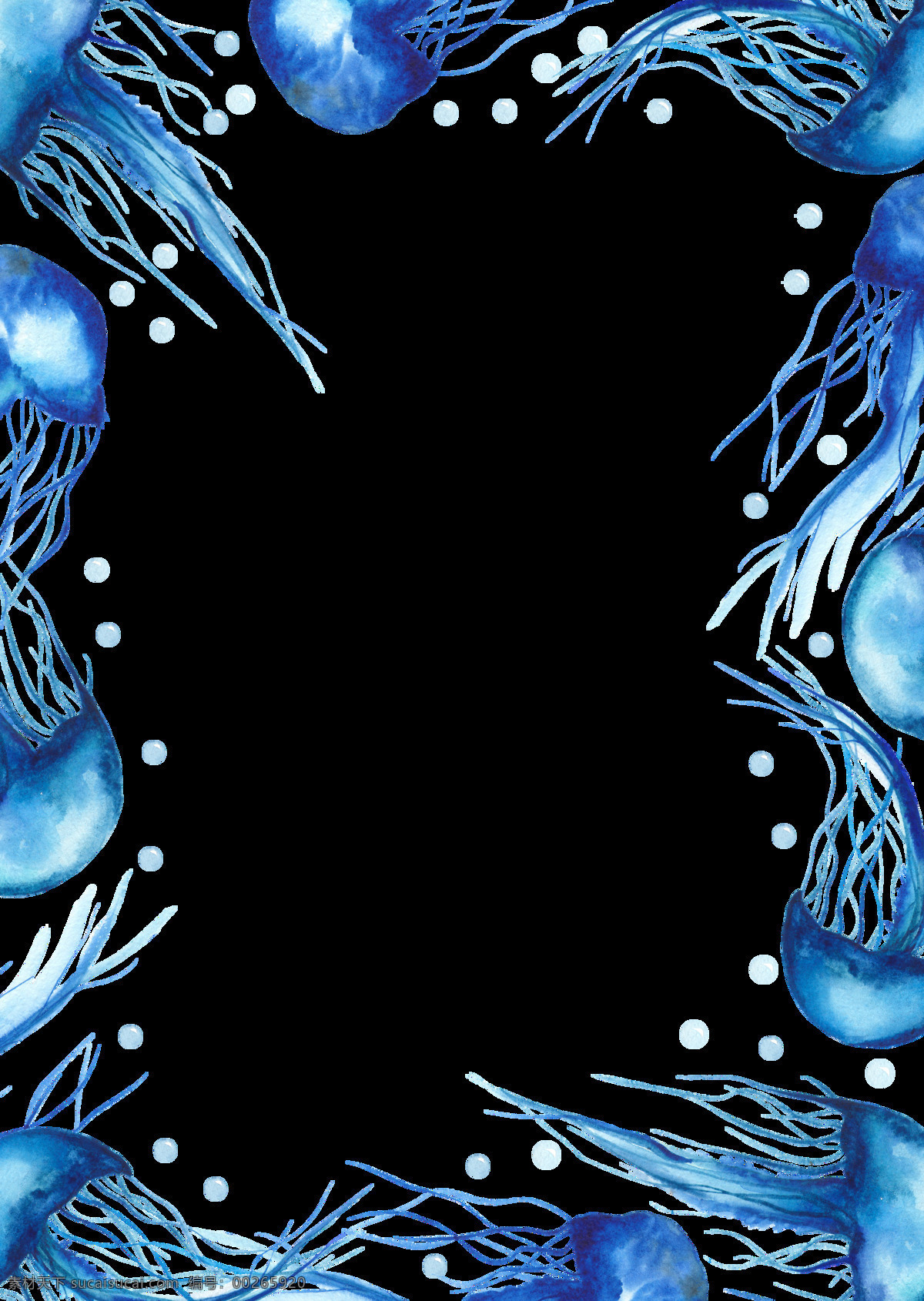 海洋 主题 装饰 图案 水母 海洋生物 鲸鱼 淡蓝色水彩画 水彩元素 手绘涂鸦 海洋元素 海洋主题装饰