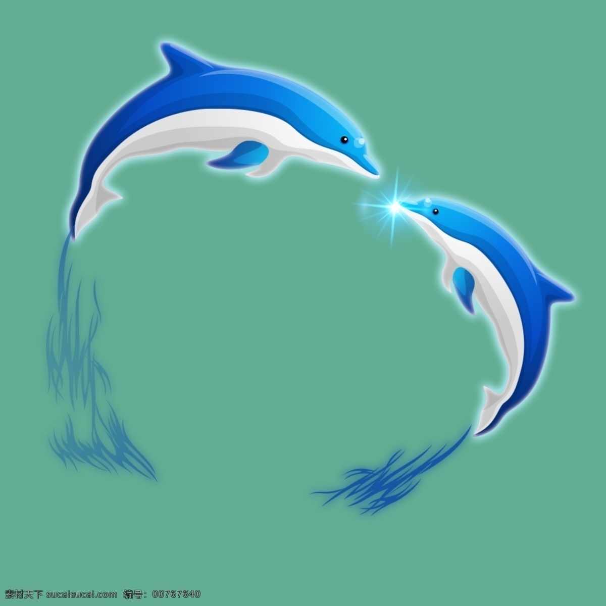 蓝色海豚素材 海豚 蓝色 动物海豚素材
