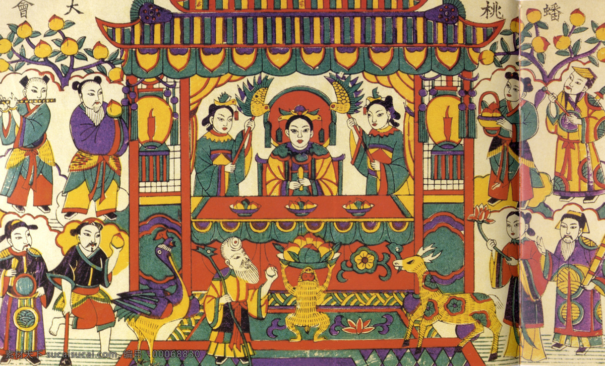 年画 蟠桃大会 画 神话 古典 人物 故事 传统 图案 文化 传统文化 文化艺术