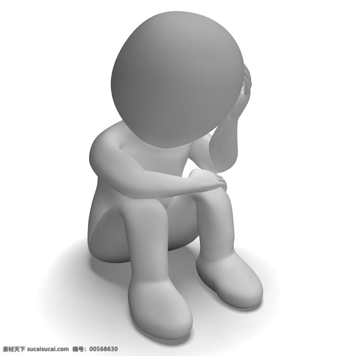 悲伤 不幸 3d 人物 具有 应力