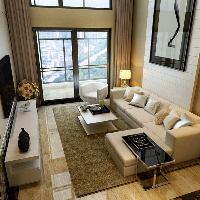 大 空间 客厅 模型 大空间 转角沙发 3d模型素材 室内装饰模型
