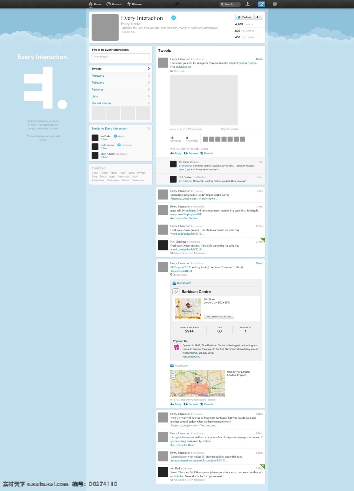 推 特 网页 应用 界面 简约 清新 推特 聊天 互动 网页素材 psd格式