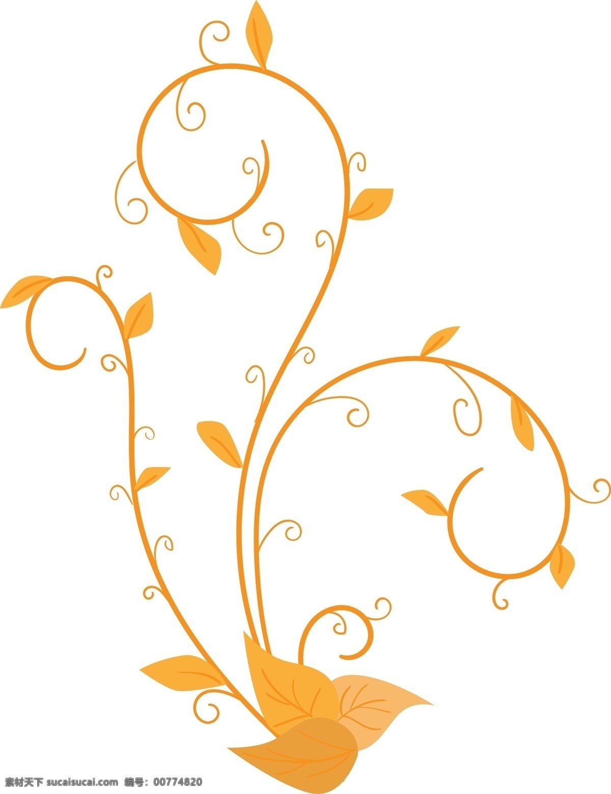 黄色 的卡 通 花 藤 插画 黄色的花藤 植物插画 精美的花藤 花藤 精美的植物 卡通植物插画 创意黄色花藤