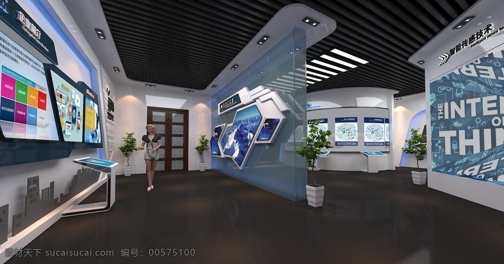 企业 文化 人物模型 科技 时尚 现代感极强 触摸屏 展馆 展馆类 3d设计