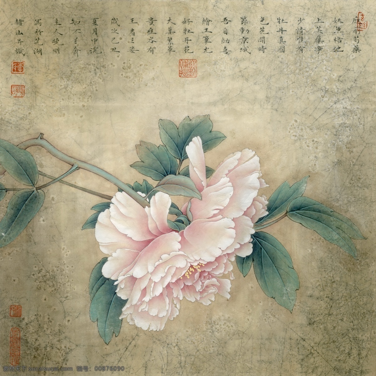 中式 古典 花鸟 工笔画 中国风绘画 精美绘画 植物花鸟 装饰画 古典画 牡丹花朵 文化艺术 绘画书法