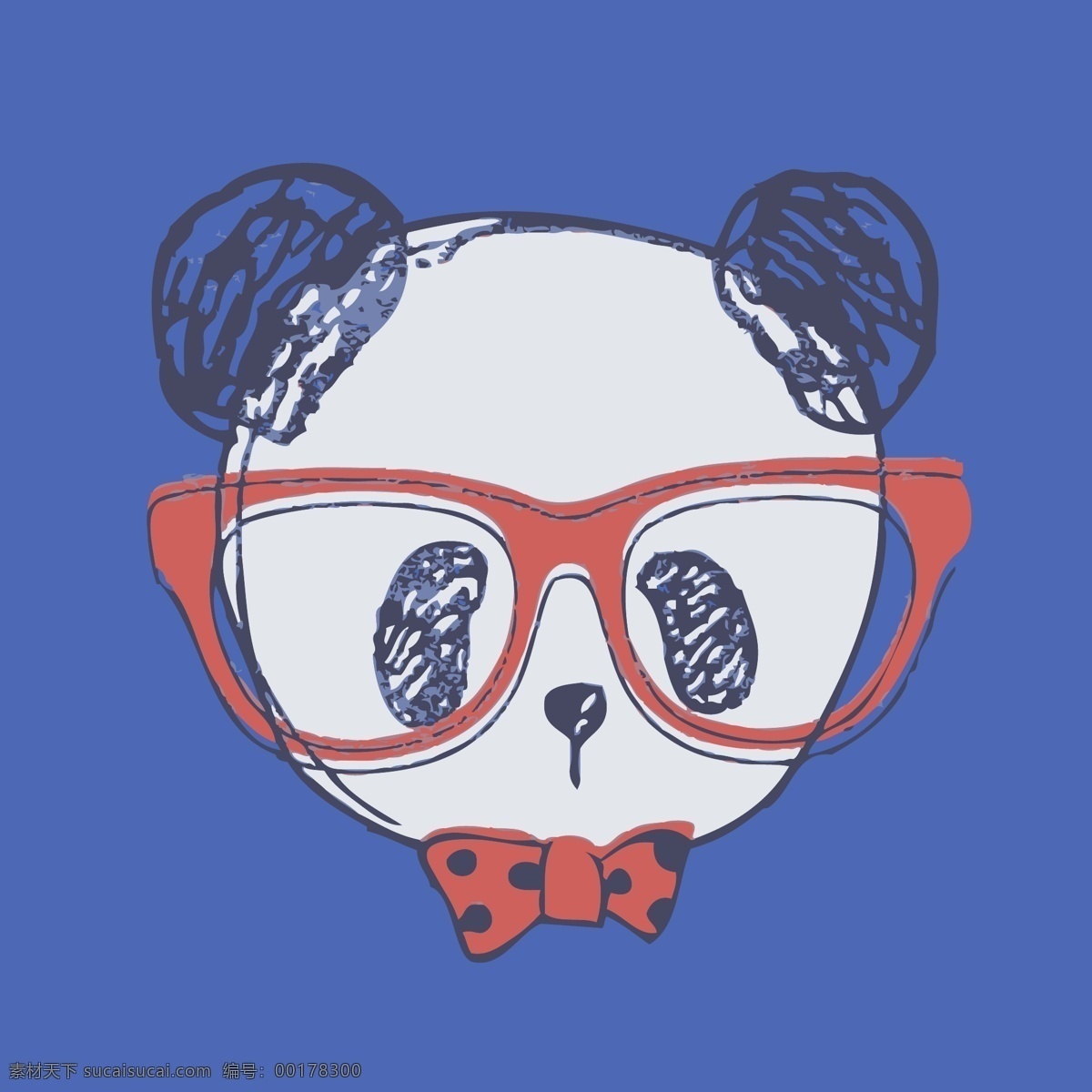 印花 矢量图 动物 服装图案 可爱卡通 熊猫 眼镜 印花矢量图 面料图库 服装设计 图案花型