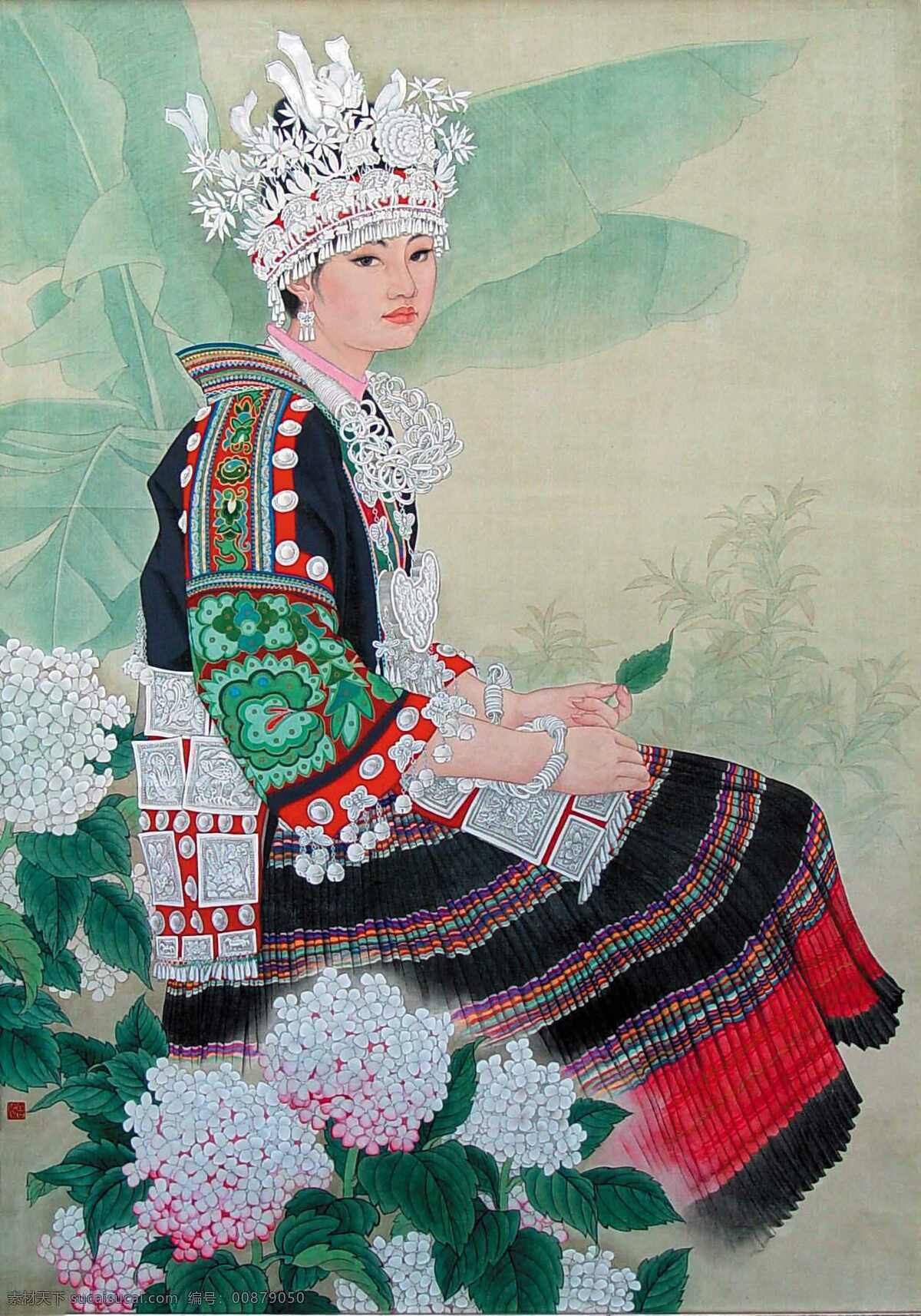 少数民族 少女 挂画 国画 客厅挂画 水墨画 字画 走廊挂画 少数民族少女 装饰素材 无框画