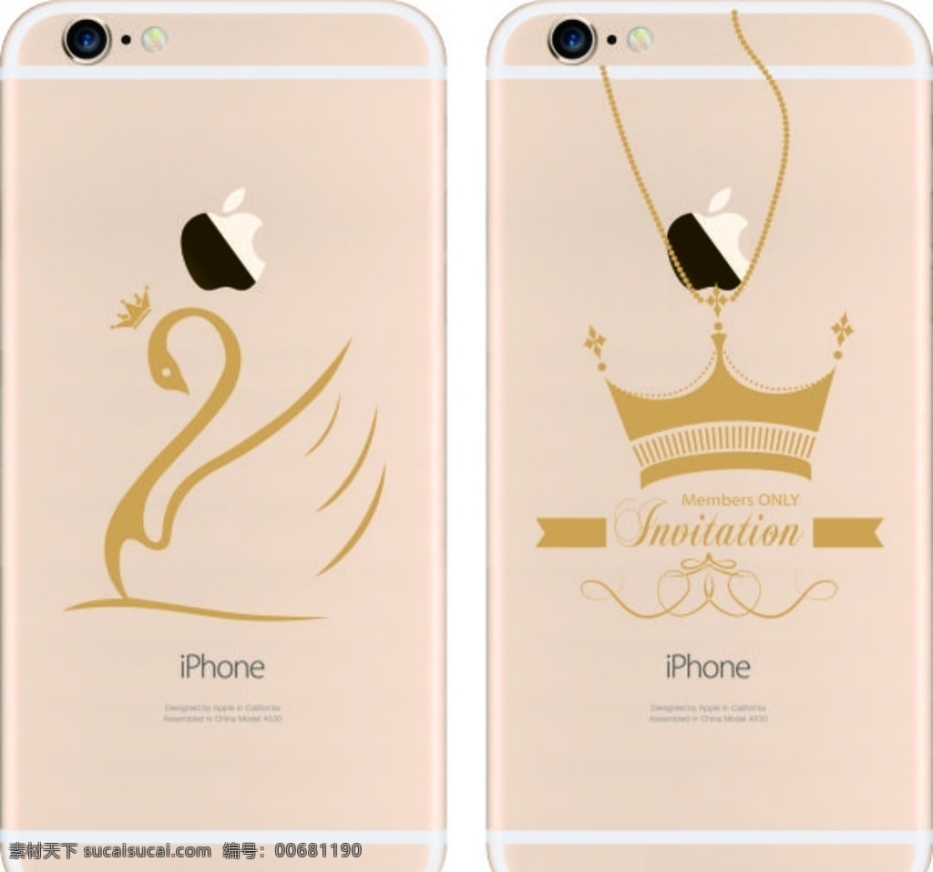 彩绘手机壳 iphone 时尚 彩印 打印 金色 电镀 镭雕 花纹 卡通 鹅 皇冠 sky 现代科技 数码产品