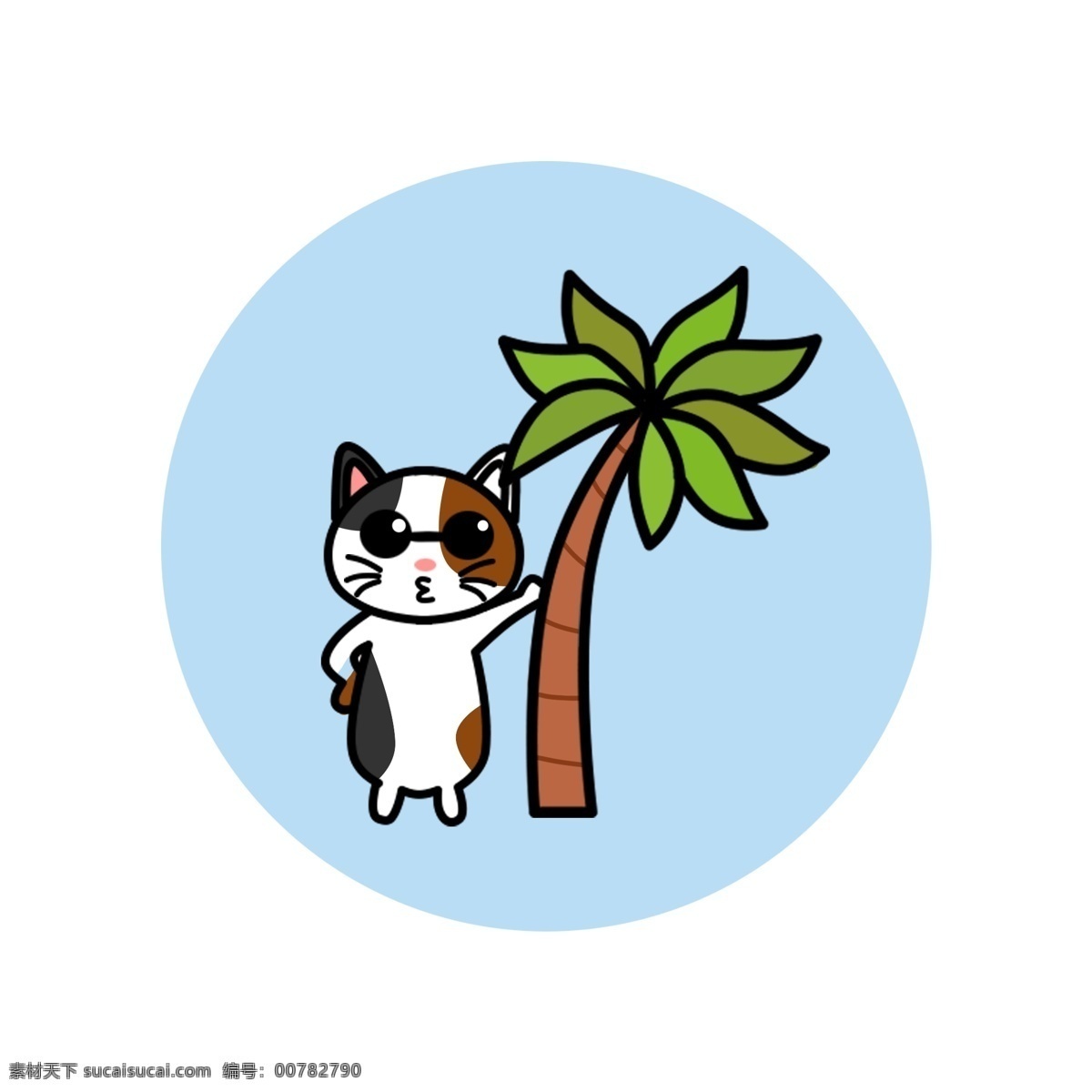 原创 元素 热带 三 花猫 猫猫 卡通宠物 宠物 卡通 可爱 三花