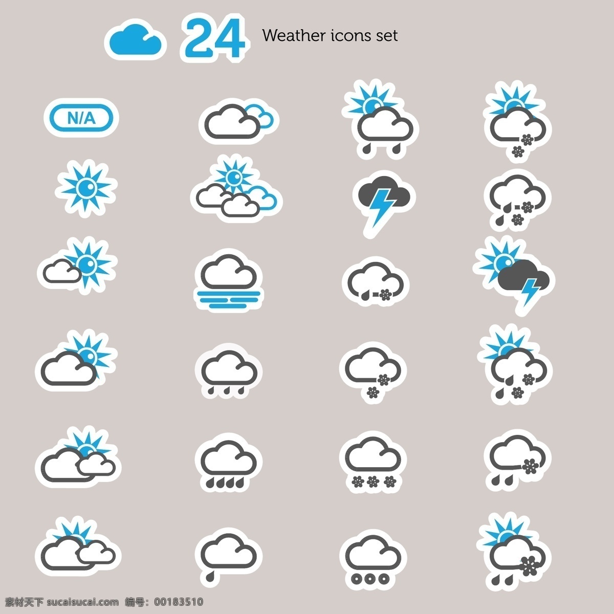 矢量天气图标 图标 太阳 晴天 雪 风 雾霾 云 闪电 雷电 阵雨 气温图标 雨天图标 天气图标 生活百科 矢量素材 白色