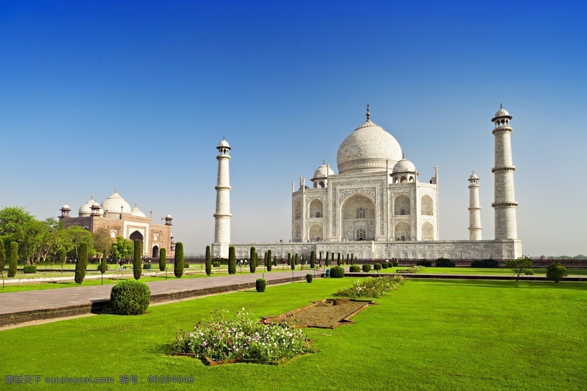 印度泰姬陵 印度 泰姬陵 古建筑 印度旅游 草地 蓝天 世界著名建筑 清真寺 风景 美景 大自然 旅游摄影 国外旅游