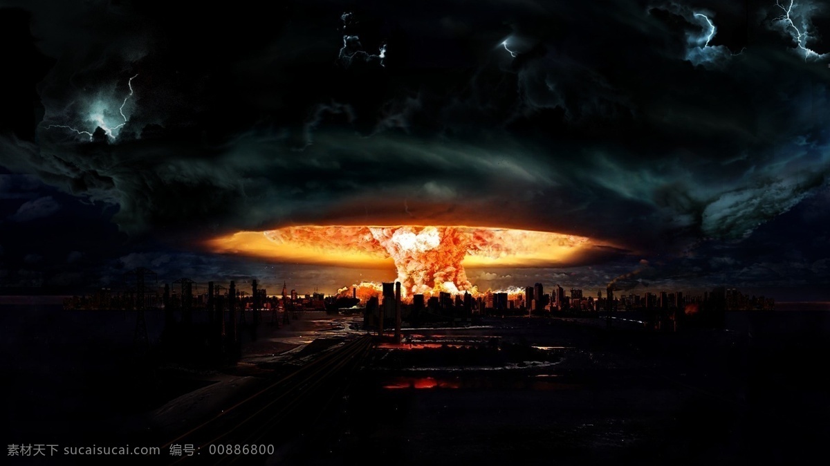 蘑菇云 爆炸 火焰 导弹爆炸 背景图片