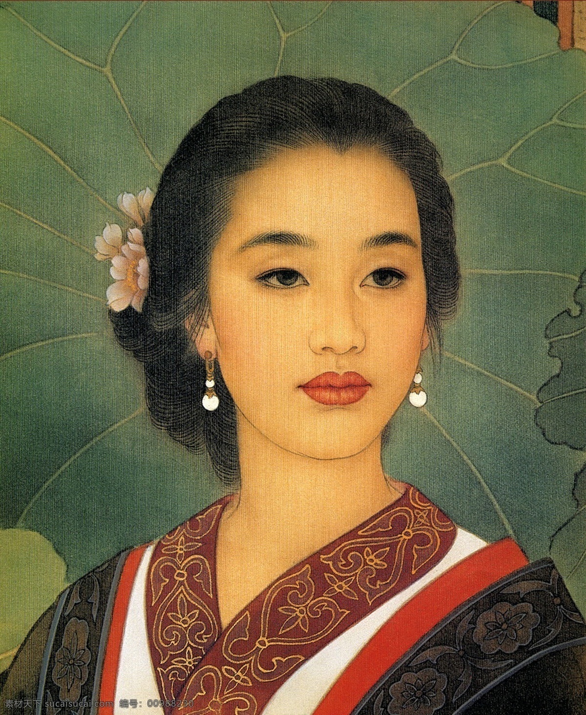 李清照非高清 李清照 赵国军 王美芳 国画 荷花 人物 古典 美女 诗人 藕花深处 荷叶 工笔 绘画书法 文化艺术 bmp