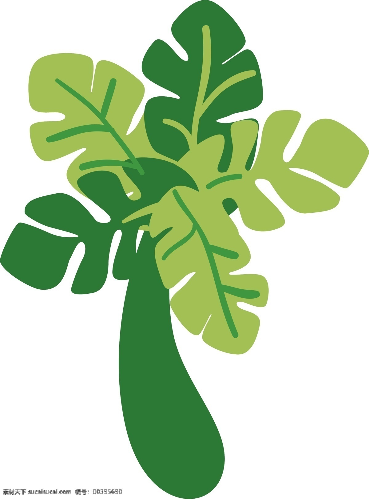 卡通 椰子树 矢量图 创意树 绿色 矢量植物 小树 叶子 艺术 植物 白色