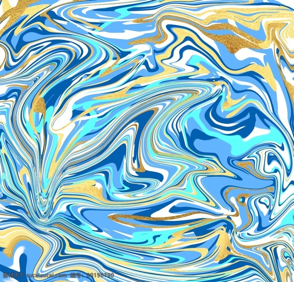 蓝色 液体 鎏金 背景图片 描金 背景 液化 金箔 图案 分层