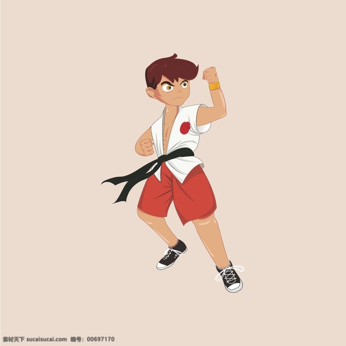 日本 武士道 卡通 人物 摔跤 卡通素材