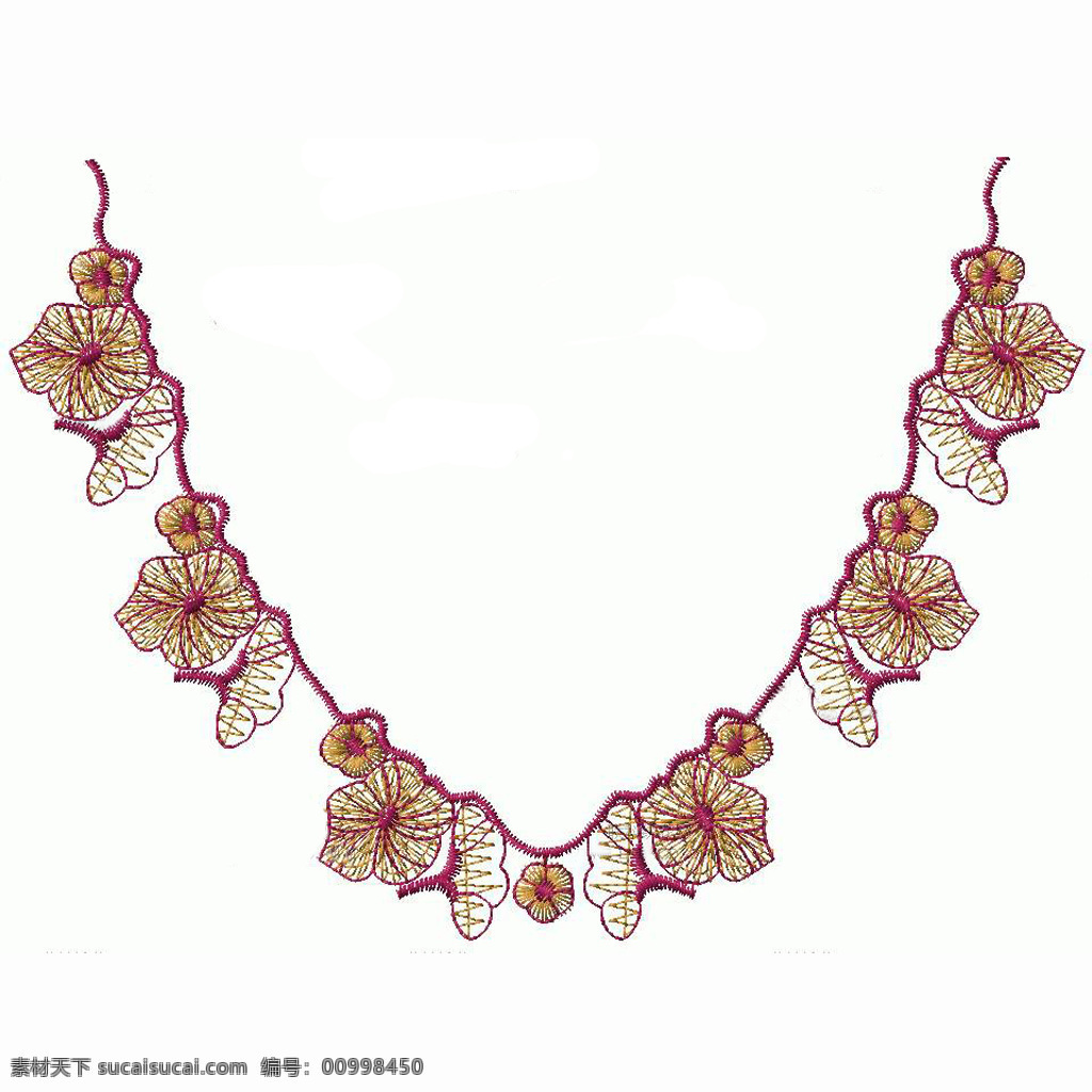 绣花免费下载 服装图案 红色 花纹 黄色 色彩 绣花 面料图库