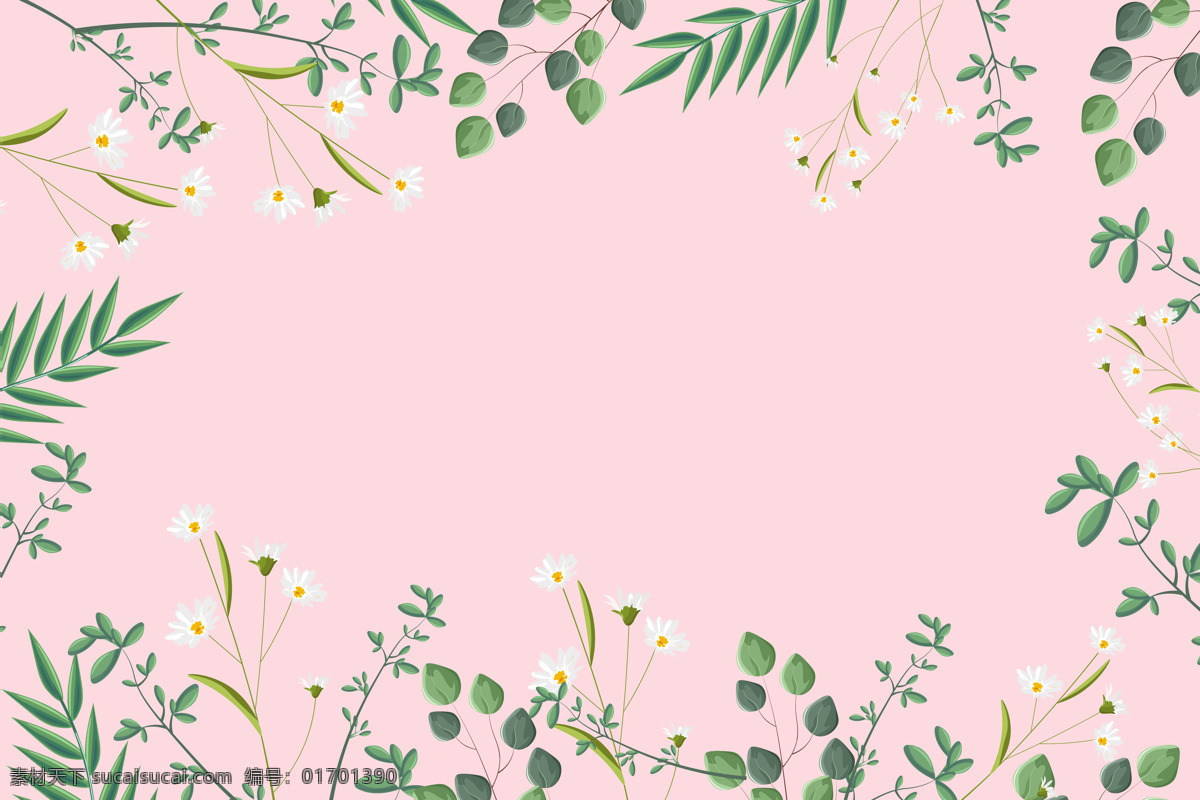 植物 花草 背景 插图 海报 粉色插图