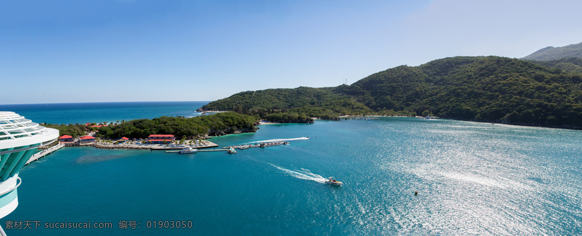 碧海蓝天 高清 碧海 蓝天 岛屿 度假 休闲 海湾 游艇 航拍 鸟瞰 热带 栈桥 山水风景 自然景观