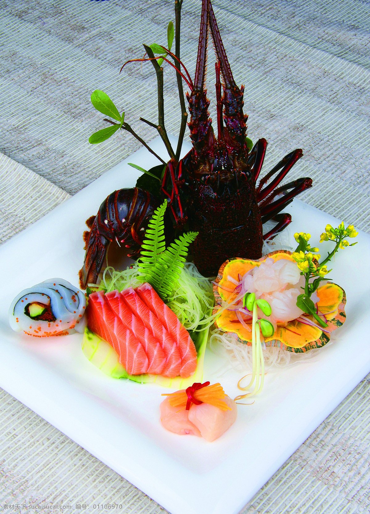 刺生拼盘 刺生 拼盘 龙虾 三文鱼 墨鱼 北海道带子 日式 餐厅 好吃 美食 鱼生 日本 健康 食物 传统美食 餐饮美食