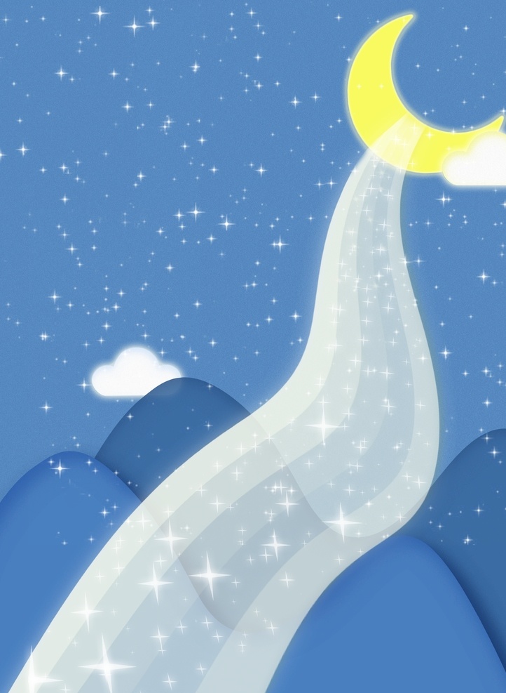 星河 海报 插画 星空 蓝色 宣传 风景 肌理 扁平