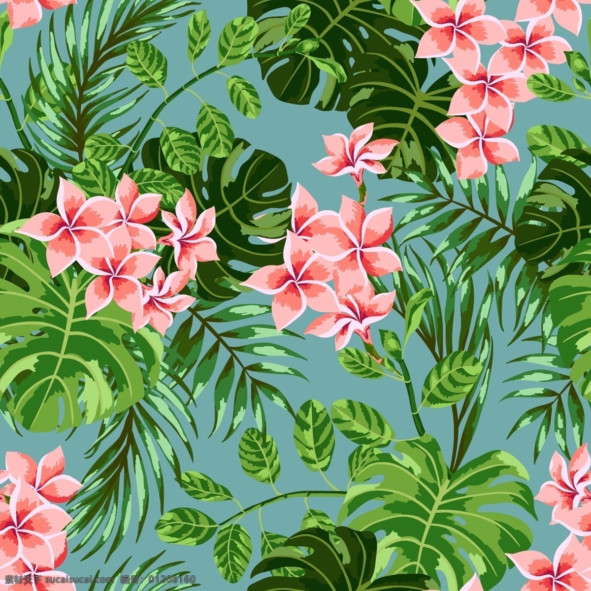 热带 植物 花卉 无缝 壁纸 粉色鸡蛋花 扶桑花 龟背竹 龟背竹叶子 蓬莱蕉叶子 棕榈 红棕榈 无缝拼接 棕树叶 叶子 欧式花 热带花卉 热带植物花卉 花卉底纹 花卉背景 墙纸 背景墙 包装纸 手机壳 无缝墙纸 瓷砖图案 手机壳印花 布料图案 包装 图案 数码印花 移门图案 面料印花 无缝印花 无缝花纹 卡通设计