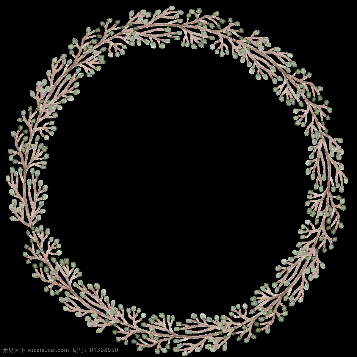 干枯 树枝 花环 透明 装饰 抠图专用 设计素材